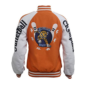 Blouson universitaire en toile à col montant personnalisé avec logo pour homme, style urbain, hiver, vente en gros - Product Image 3