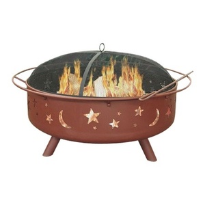 <b>Large</b> iron fire pit with strong metal base and hand finished antique texture for outdoor garden decor - Product Image 5