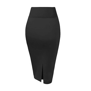 Falda de tubo elástica Ponte de nailon de cintura alta para mujer, vestido elegante de negocios de oficina por debajo de la rodilla, ropa de trabajo sostenible personalizable - Product Image 3