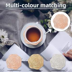 Posavasos Huecos con Diseño de Rosa, Posavasos de PVC con Flores, Protectores de Vasos, Elegantes Posavasos Decorativos para Mesa, Adornos para el Hogar y Festividades - Product Image 4