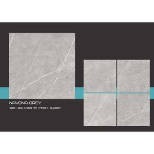 Carreaux de sol en porcelaine émaillée 60x60 cm, finition brillante, aspect marbre blanc, carreaux de sol de qualité supérieure - Product Image 2