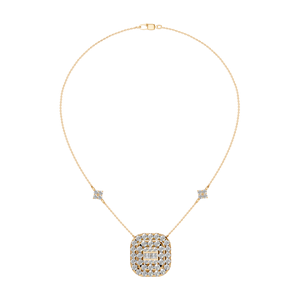 Alta demanda 14K oro sólido fino personalizado cojín colgante collar diamantes oro rosa bajo MOQ comprar a granel fabricante indio OEM - Product Image 5