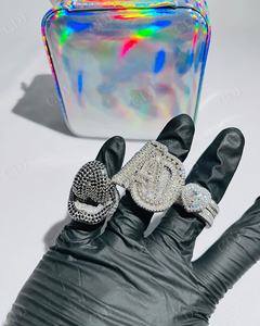 แหวนเงิน S925สไตล์นักลดสะโพกสะโพกแหวนทำมือคุณภาพสูง VVS Moissanite - Product Image 1