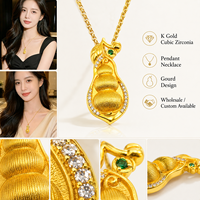Collier pendentif gourde en or K avec zircone cubique et chaîne corde, bijoux ethniques pour mariages et fêtes, cadeau culturel, fournisseur en gros