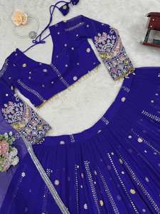 Lehenga bleu tendance avec chemisier et Dupatta | Mariage, réception, tenue de festival | Taille personnalisée et support de couleur - Product Image 2