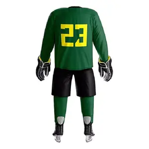 Uniforme de Hockey sur glace à manches longues pour homme, combinaison de couleurs vert et noir, séchage rapide, 100% Polyester - Product Image 5