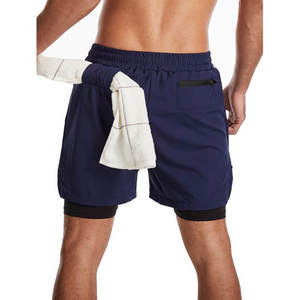 Short de sport pour homme 2-en-1 Gym Workout Running 7 ''Shorts avec boucle de serviette - Product Image 2