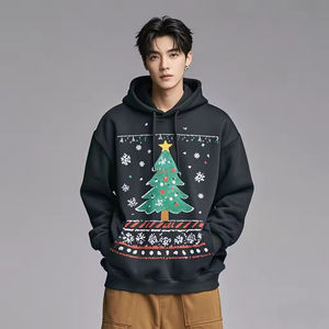 Novedad, Sudadera con Capucha Navideña en Oferta, Sudadera con Capucha Navideña, Sudadera con Capucha de Papá Noel, Manga Larga, Tela de Algodón - Product Image 1