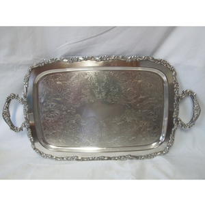 Grand plateau de service en aluminium personnalisable Plateau élégant en métal en bois pour aliments et desserts pour ustensiles de cuisine - Product Image 3