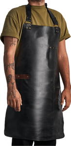 Tablier en cuir véritable durable fait à la main sangles réglables poches élégant Logo personnalisé Design Vintage Chefs cuisine barbier utiliser - Product Image 4