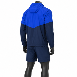 Conjunto Deportivo Cortavientos con Capucha para Hombre, Secado Rápido, Diseño Color Block, Chaqueta y Pantalones Cortos, Ropa Deportiva Ligera para Primavera - Product Image 5