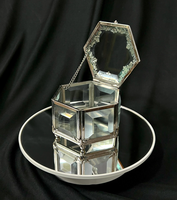 Boîtes de rangement pour bijoux en laiton verre cristal nordique décoratif moderne de luxe pour la maison finition nickel jantes design mini verre biseauté