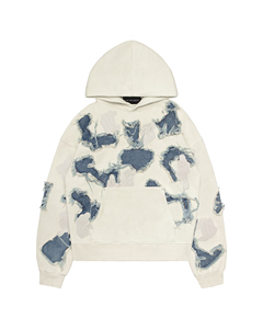 Cut Embroidered Distressed Hoodie Customized Logo <b>Vintage</b> Unisex Hoodie <b>Sweatshirt</b> 100% French denim tears hoodie - Product Image 1