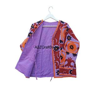 Nueva tendencia de las mujeres Floral bordado volantes Suzani bombardero chaqueta hecha a mano de punto acolchado invierno ecológico algodón rápido - Product Image 4