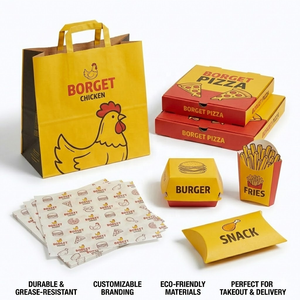 กล่องกระดาษบรรจุภัณฑ์เบอร์เกอร์แบบฝรั่งเศส พิมพ์โลโก้ได้ตามต้องการ สำหรับไก่ทอดแบบนำกลับบ้าน กล่องบรรจุภัณฑ์อาหารจานด่วนแบบใช้แล้วทิ้ง - Product Image 4