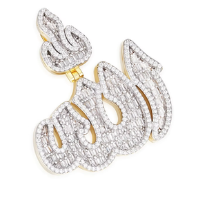 Arabic Allah Religious Baguette Moissanite Pendant 14K Gold & Rhodium Plated <b>Gift</b> for Muslims - Product Image 1
