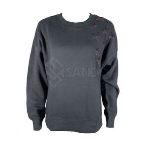 Sudaderas de algodón 100% para mujer OEM de alta calidad con diamantes de imitación transpirables Logotipo frontal de estilo informal para invierno - Product Image 1