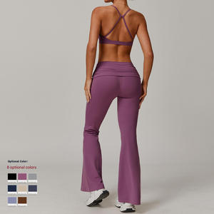 Conjunto de Yoga de Dos Piezas de Cintura Alta para Mujer, Venta al por Mayor Personalizada, Sujetador Deportivo y Leggings de Punto Sin Costuras, Ropa Deportiva Informal - Product Image 2