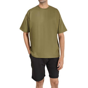 Camisetas de Gran Tamaño para Hombre, Transpirables, Color Verde Oliva, de Poliéster y Algodón, de Fábrica, a la Moda, Venta al por Mayor con MOQ Bajo - Product Image 4