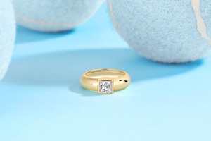 1CT 5.5mm S925 Sterling <b>Silver</b> Princess Cut Moissanite Wedding Band Bezel Set Solitaire <b>Ring</b> Valentine's Day Gift For <b>Men</b> Women - Product Image 2