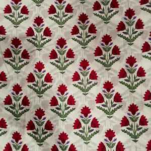 Hand Block Printed Organic Eco-Friendly Cotton Cambric Fabric Natural Block Print Handmade Lightweight for Curtain Bag Craft - Product Image 2