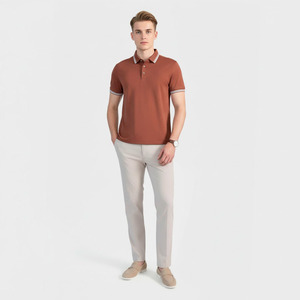 Camiseta de Manga Corta de Algodón Transpirable de Punto Sólido Bordada Personalizada, Corte Regular, Estilo Casual para Hombre - Product Image 2