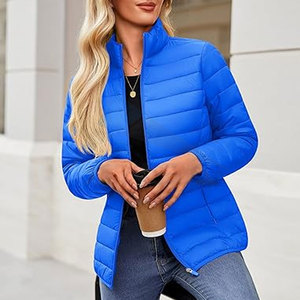 Veste matelassée pour femme, manteau d'hiver matelassé, vêtement d'extérieur léger rembourré avec col montant, fermeture éclair intégrale, vêtement décontracté chaud - Product Image 4