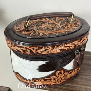 Boîte de rangement pour bijoux bague boucle d'oreille collier élégant en cuir de vache usiné à la main de luxe boîte à bijoux de voyage à fermeture éclair organisateur - Product Image 1