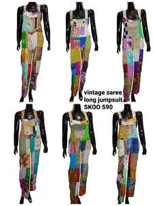 Nueva moda de mujer Vintage Saree mono largo étnico indio fusión mameluco una pieza estilo bohemio traje - Product Image 5