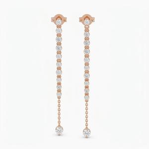 Women's 18K Yellow Gold Lab Grown <b>Diamond</b> <b>Dangle</b> <b>Earring</b> Round Brilliant Cut IGI Certified Classic Look Everyday Wear - Product Image 1
