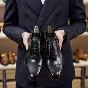 Durable <b>Cow</b> Leather Derby Shoes with Wear Resistant Outsole and Classic Lacing Design for Men's Daily Office Trips Shoes - Product Image 4