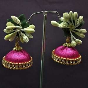 Urthn Floral Thread Jhumki <b>Chandelier</b> <b>Earrings</b> 1313441F <b>Fashion</b> Accessory - Product Image 1