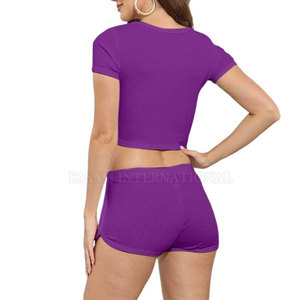 Ensemble crop top et short streetwear en coton de haute qualité pour femme – Grande vente - Product Image 2