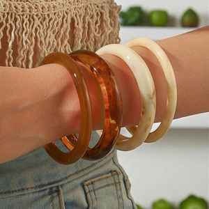 Glossy <b>Resin</b> Bangles with Dry Flowers, Leaves and <b>Stones</b> for Gift, Festive or Boutique Collections - Product Image 1