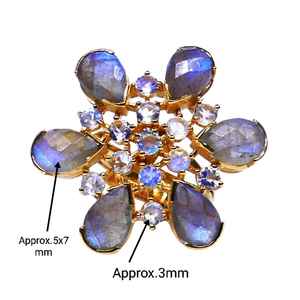 Bague en argent sterling 925 plaqué or avec topaze bleue et améthyste - Product Image 3