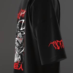 T-shirt personnalisé en éponge française de 240 g/m², tissu tricoté à motif imprimé surdimensionné 100% coton pour hommes - Product Image 5