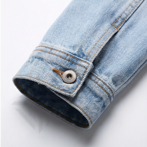 เสื้อแจ็คเก็ตยีนส์ผู้ชาย ดีไซน์ทันสมัย น้ำหนักเบา สวมใส่สบาย สีน้ำเงิน ออกแบบได้ตามต้องการ เหมาะสำหรับการเดินทางช่วงสุดสัปดาห์ - Product Image 6