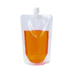 Hot Sale Plastic Drink Packaging Bag Spout Pouch 250 ml Available In Stock Clear Plastic Stand Up Juice Drinking Spout Bags