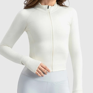 Vestes de sport à manches longues pour femmes, zippées, pour activités de plein air, fitness, yoga et course à pied, avec poches respirantes et sans coutures - Product Image 2