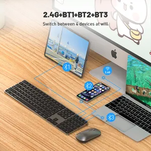 Combos de souris clavier sans fil au design mince ergonomique de qualité supérieure pour ordinateur portable gagner des jeux de bureau d'affaires en cliquant silencieusement