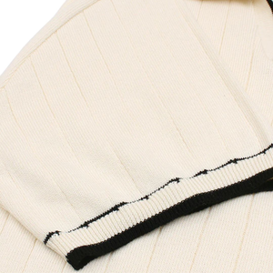 Polo de Punto Trenzado Blanco para Hombre, Prenda de Punto de Algodón Premium, Manga Corta, Texturizado, Corte Clásico, Ropa Casual Elegante - Product Image 5