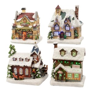 Assortiment de maisons décoratives avec lumières (9x11x12,5cm) Décorations de Noël Catégorie de produit Kaemingk Maisons lumineuses (9x11x12,5cm) Assortiment - Product Image 1