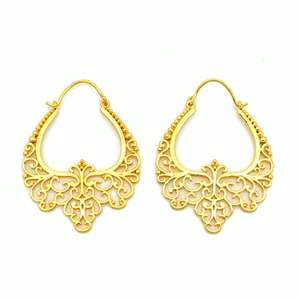 Nuevos Aros de Latón Estilo Gitano, Joyería Tribal al por Mayor, Regalo para Mujer, Chapado en Oro de 18k, Filigrana, Mandala, Aros Étnicos - Product Image 6