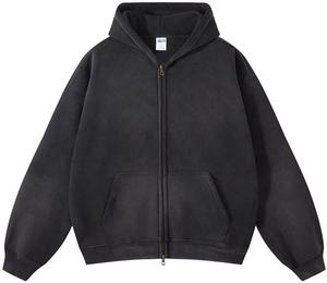 Sudaderas de otoño personalizadas con bordado, de felpa 100% algodón, con cuello simulado y media cremallera, de corte holgado y extragrande, con acabado pigmentado, deslavado y cepillado. - Product Image 4