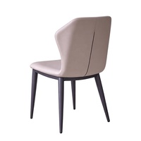 Chaise de salle à manger beige Japandi |   Chaise de cuisine ergonomique avec dossier et pieds métalliques coniques, mobilier gain de place pour les maisons modernes