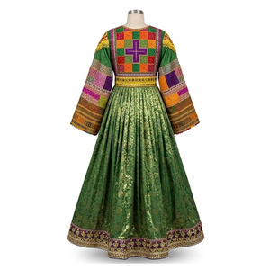 Vestidos de Fiesta para Niñas al por Mayor, OEM ODM, Estilo Pathani Salwar Kameez Tribal Kuchi, con Encaje Estampado, para Eventos al Aire Libre, Vestido Pashtun Afgano Kuchi - Product Image 4