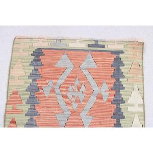 พรมคิลิมตุรกีวินเทจ ขนาด 2.1x3.2 ฟุต สีส้ม ลายต้นไม้และพืชขนาดเล็ก ทำจากขนสัตว์ - Product Image 4