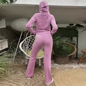 Ensemble de survêtement en tricot Y2K de haute qualité, pantalon évasé, logo personnalisé, taille plus, respirant, écologique, anti-boulochage, deux pièces - Product Image 6