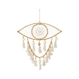 Atrapasueños de pared hecho a mano, atrapasueños de mimbre y macramé con borlas y cuentas - Product Image 6