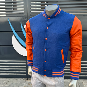 Chaqueta Universitaria Moderna para Hombre, Ropa Casual, Chaqueta Universitaria al por Mayor, 100% Lana en el Cuerpo y Mangas de Cuero, Chaquetas de Baloncesto - Product Image 1